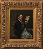 OIL ON CANVAS OF A CLOCKMAKER