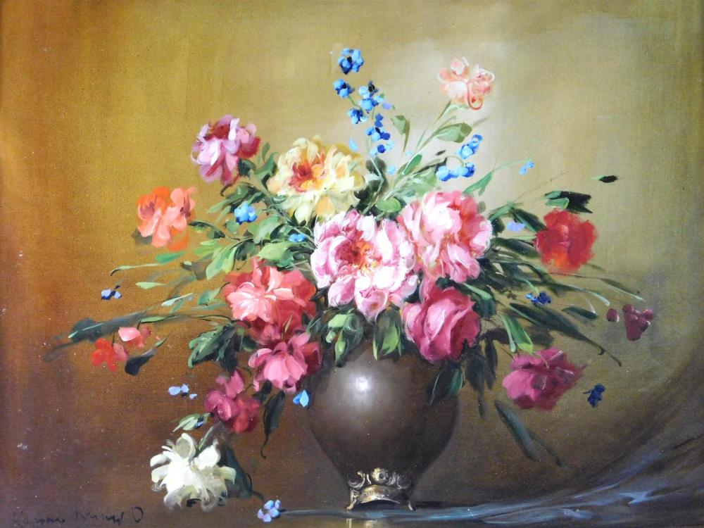 OIL ON CANVAS OF FLORAL STILL LIFE,