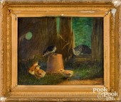 OIL ON CANVAS OF FOUR CHICKS A