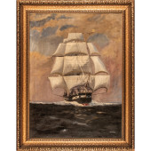 OIL ON CANVAS OF FRIGATE USS C
