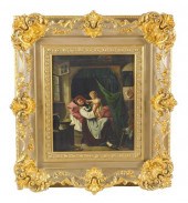 OIL ON CANVAS OF MOTHER AND CH