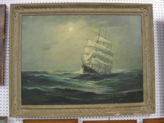 Oil on Canvas of Sailing Ship in