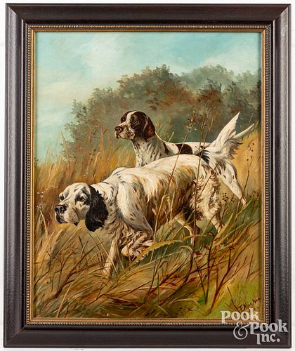 OIL ON CANVAS OF TWO DOGSOil on