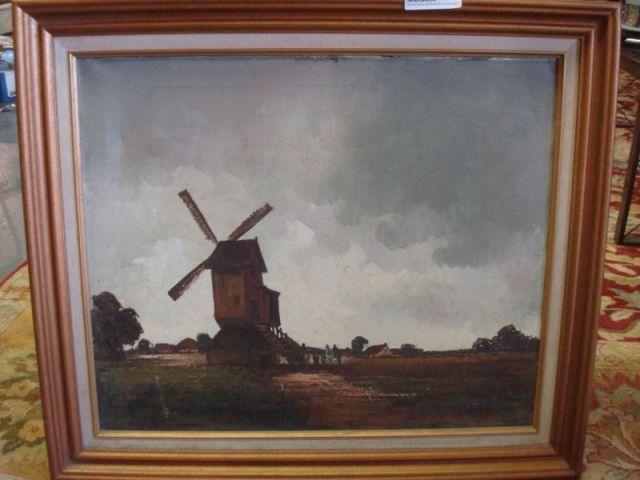 Oil on Canvas of Windmill in