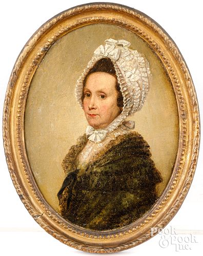 OIL ON CANVAS OVAL PORTRAIT OF A