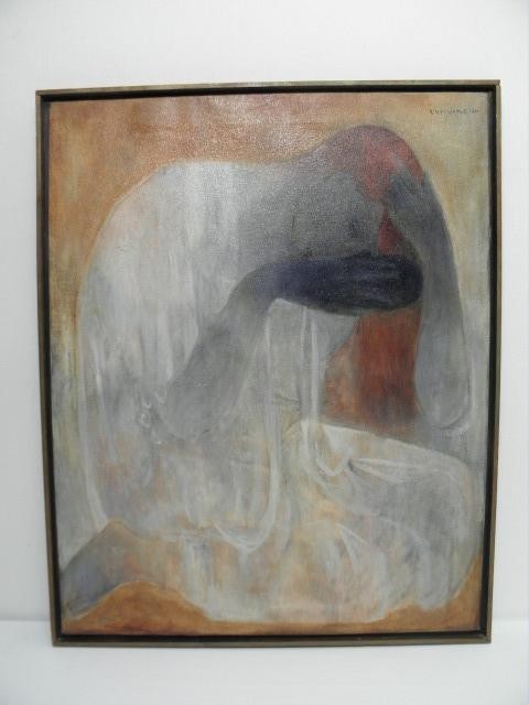 Oil on canvas painting in an