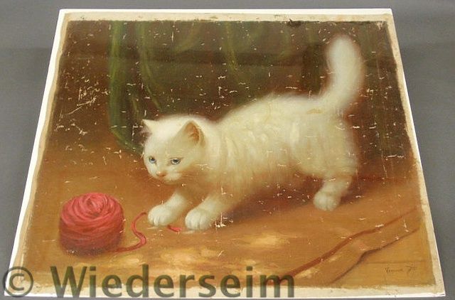 Oil on canvas painting of a white