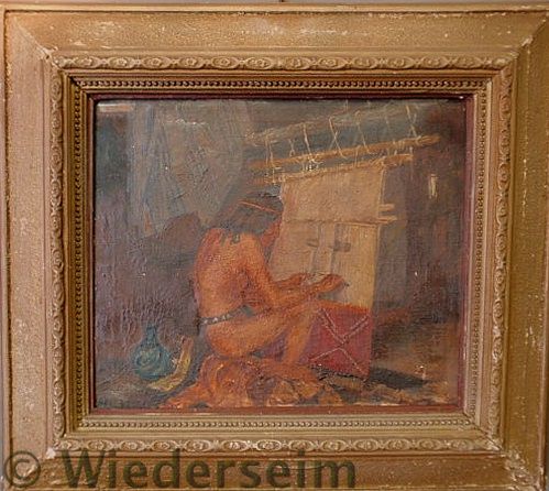 Oil on canvas painting of an Indian