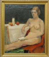 Oil on canvas painting of a se