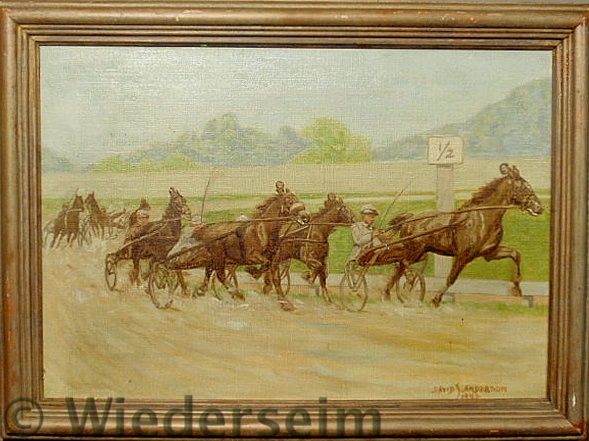 Oil on canvas painting of a trotter