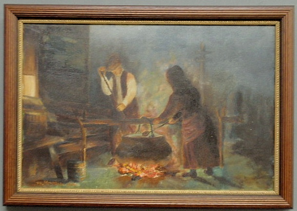 Oil on canvas painting of a night