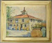Oil on canvas painting of an I