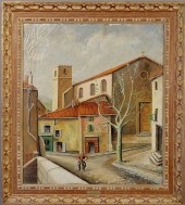 Oil on canvas painting of a st
