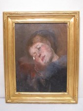 Oil on canvas painting of a sl