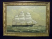 Oil on canvas painting of a cl