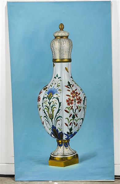 Oil on canvas painting of a covered