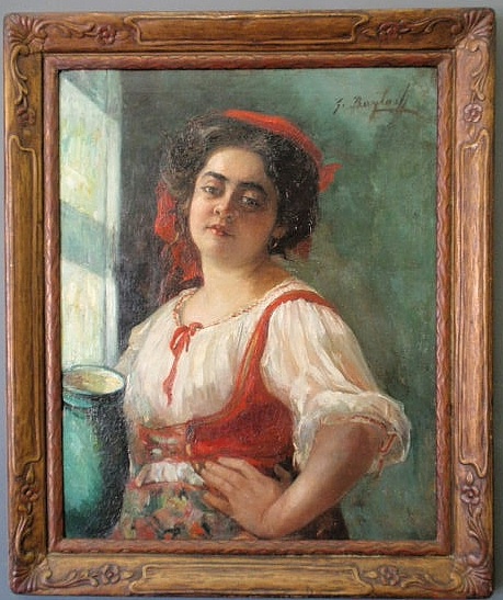 Oil on canvas portrait of a young