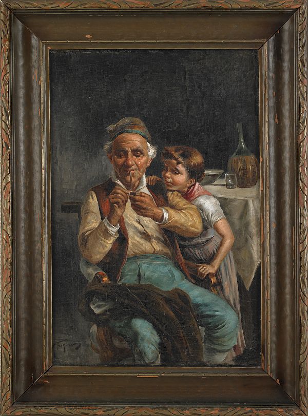 Oil on canvas portrait of a