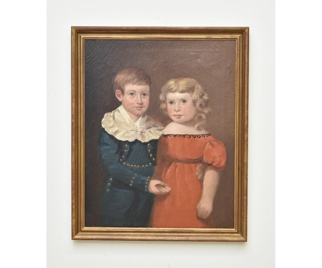 Oil on canvas portrait of a boy and