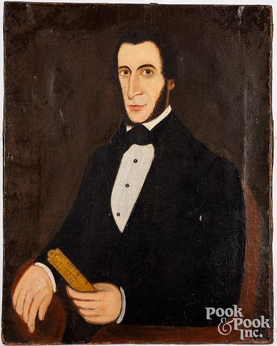 OIL ON CANVAS PORTRAIT OF A
