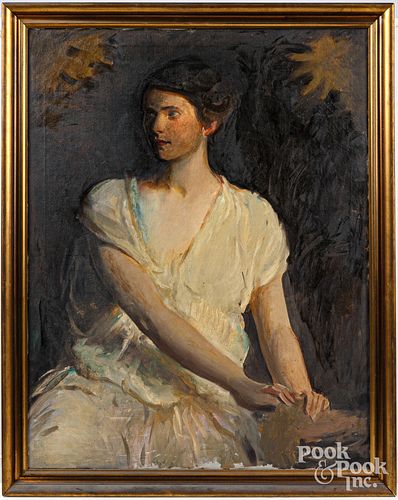 OIL ON CANVAS PORTRAIT OF A YOUNG