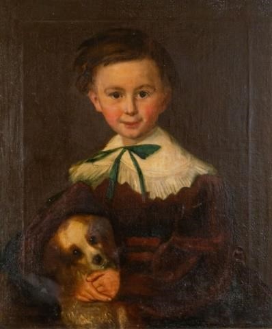 OIL ON CANVAS PORTRAIT OF A BOY &