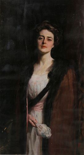 OIL ON CANVAS PORTRAIT OF AN