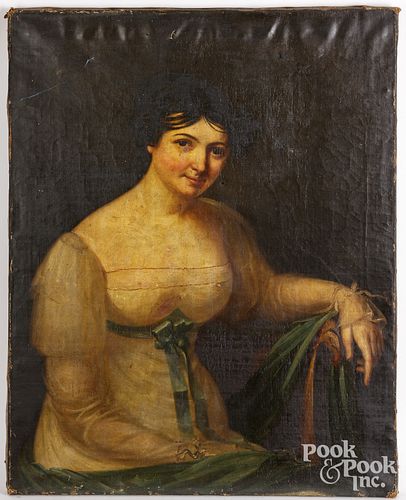 OIL ON CANVAS PORTRAIT OF A YOUNG
