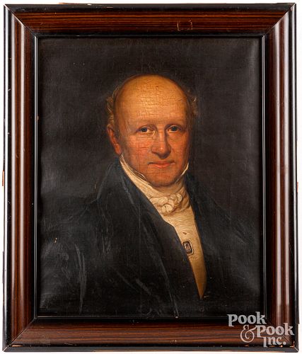 OIL ON CANVAS PORTRAIT OF A