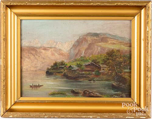 OIL ON CANVAS PRIMITIVE LANDSCAPE