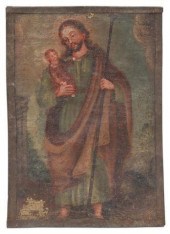 OIL ON CANVAS RETABLO, SAINT J