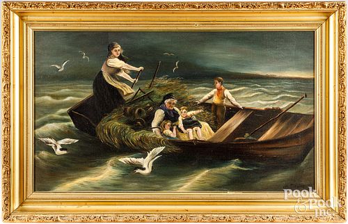 OIL ON CANVAS RETURNING HOME SIGNED