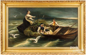 OIL ON CANVAS RETURNING HOME S