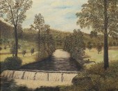 OIL ON CANVAS RIVER LANDSCAPEO
