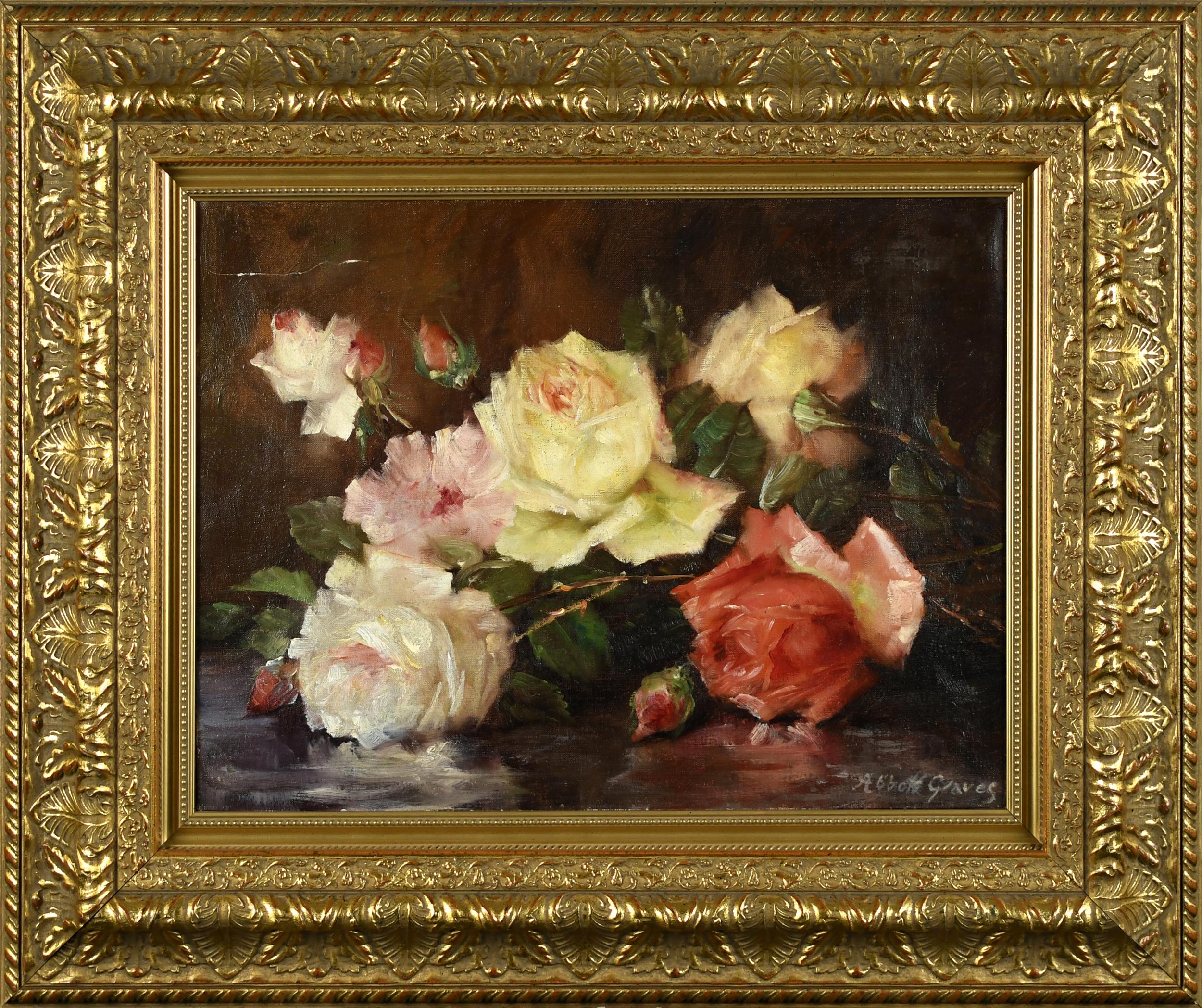 OIL ON CANVAS, ROSES, SIGNED ABBOTT