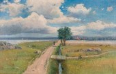 OIL ON CANVAS RURAL ROAD LANDS