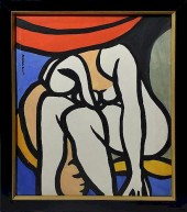OIL ON CANVAS, SEATED FEMALE N