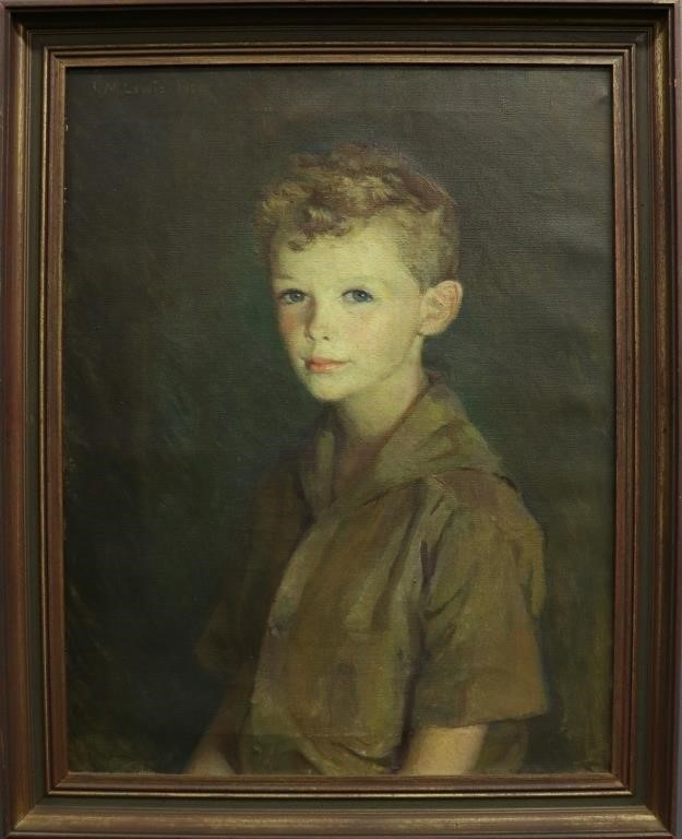 Oil on canvas society portrait of a