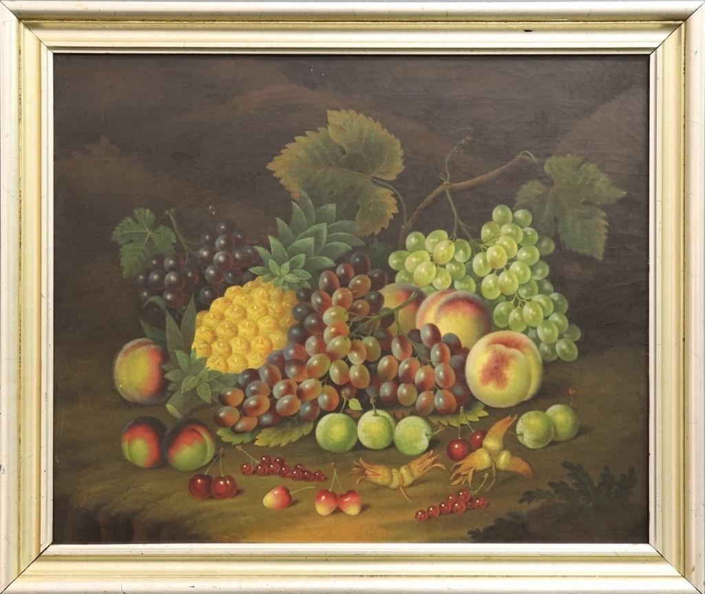 Oil on canvas still life of