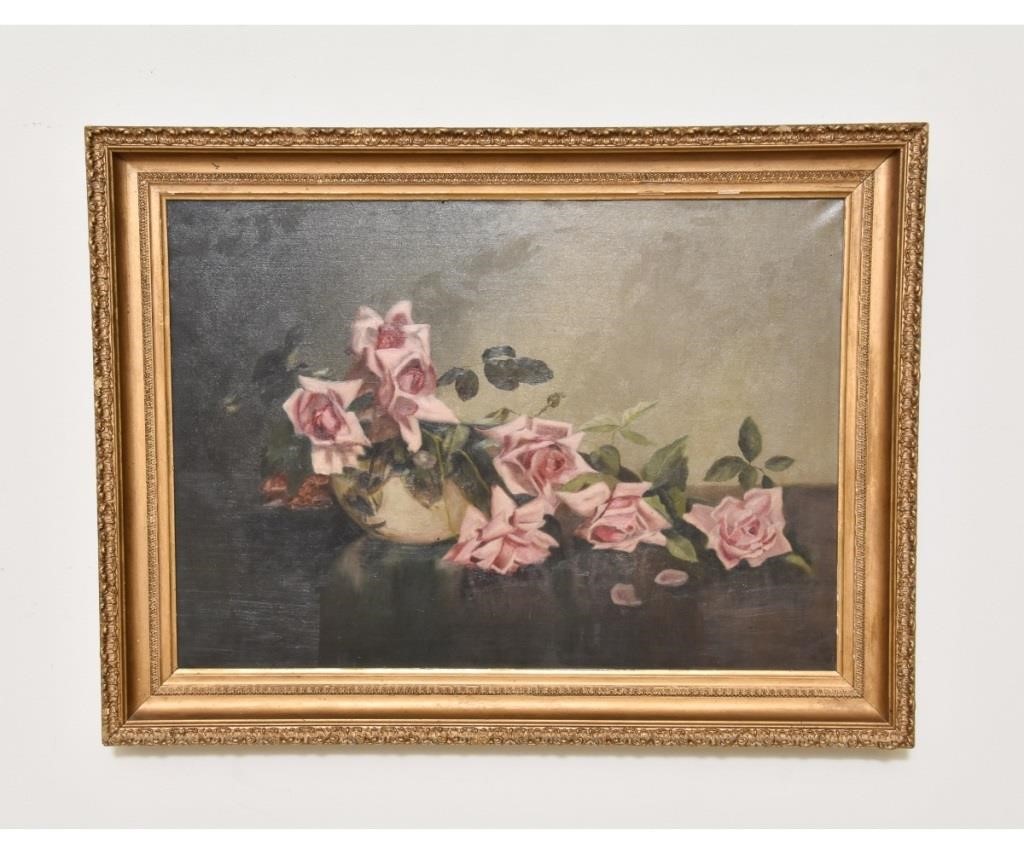 Oil on canvas still life of