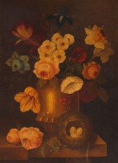 Oil on canvas, still life, sig