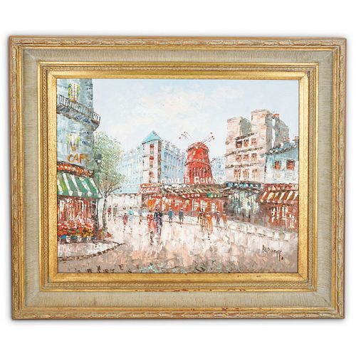 OIL ON CANVAS STREET SCENE IN