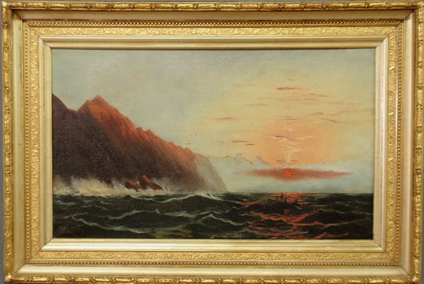 Oil on canvas sunset seascape