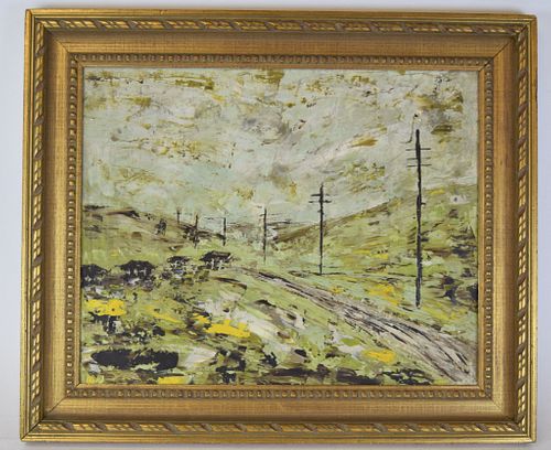 OIL ON CANVAS TELEPHONE POLES IN