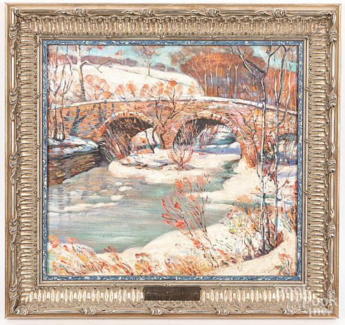 OIL ON CANVAS TITLED THE BRIDGE