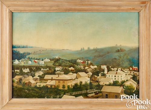 OIL ON CANVAS TOWNSCAPE, 19TH C.Oil