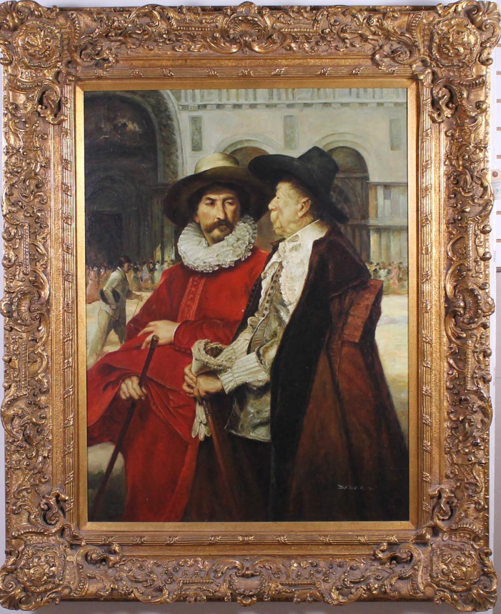 OIL ON CANVAS, TWO SPANISH MENOIL
