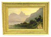 Oil on canvas  view of Alps  f