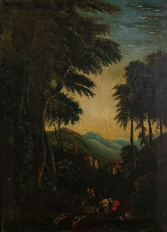 OIL ON CANVAS VILLAGE