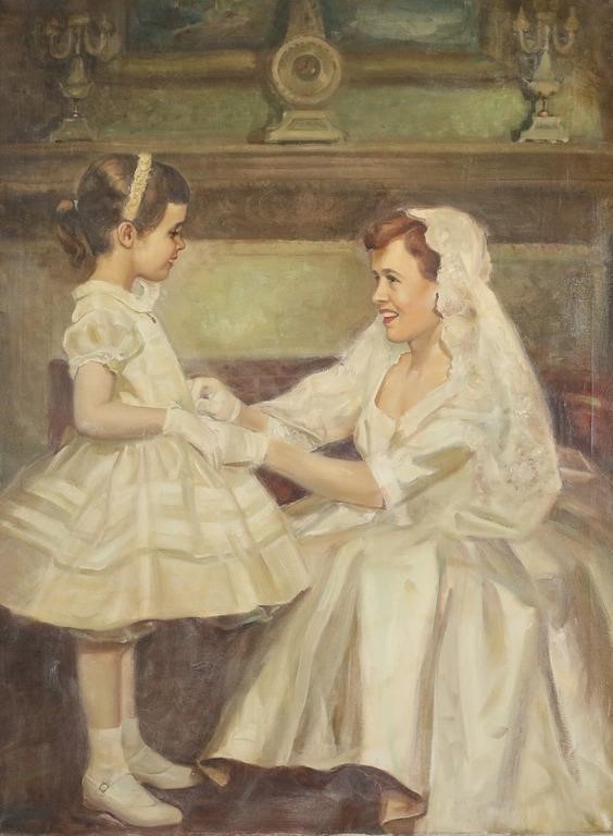 OIL ON CANVAS WEDDING SCENEOil on